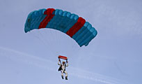 An AFF student on an AFF skydiving course under a parachute